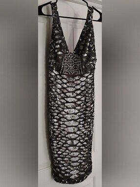Mandalay Y2K Sequin Cocktail Dress Animal Print